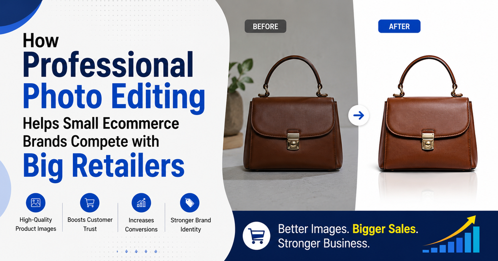 How Professional Photo Editing Helps Small Ecommerce Brands Compete with Big Retailers  - Cover Image
